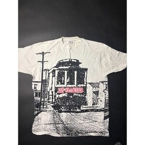 Y2K Epic Full Wrap Graphics Crazy Hawaii  Men XL White Black San Francisco